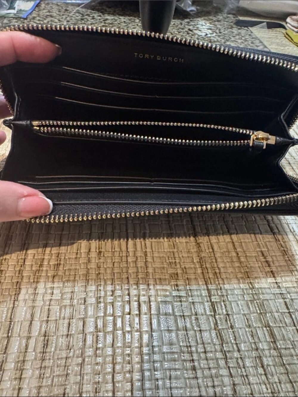 Tory Burch Black Quilted Black Leather Long Wallet from Fleming Collection EUC - Picture 4 of 13